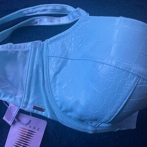 Aqua Croc-Embossed SavagexFenty Bikini Top